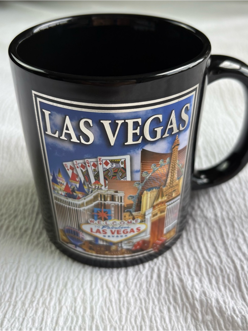 Las Vegas Nevada Casino Themed Black Coffee Mug Cup Ceramic